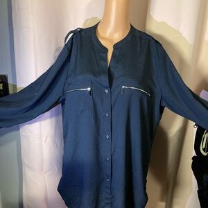 Ann Klein blouse charcoal grey